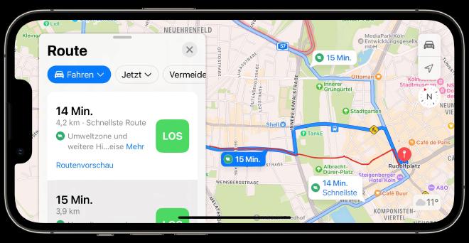 Apple Maps bevorzugte Fahrradroute