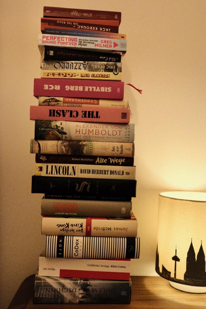 A pile of unread books.